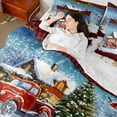 thumbnail image 4 of Manfei Red Truck 7 Pieces Bedding Comforter Set,Happy Christmas Full Bedding Set Lightweight,Cartoon Snowman Fitted Sheet Flat Sheet,Ultra Soft Geometric Room Decoration,Reversible, 4 of 7