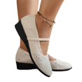 thumbnail image 6 of Willtoo Mary Jane Shoes Women Rhinestone Low Wedge Round Toe Strap Slip On Shoes Casual Non Slip Dress Walking Shoes, 6 of 6
