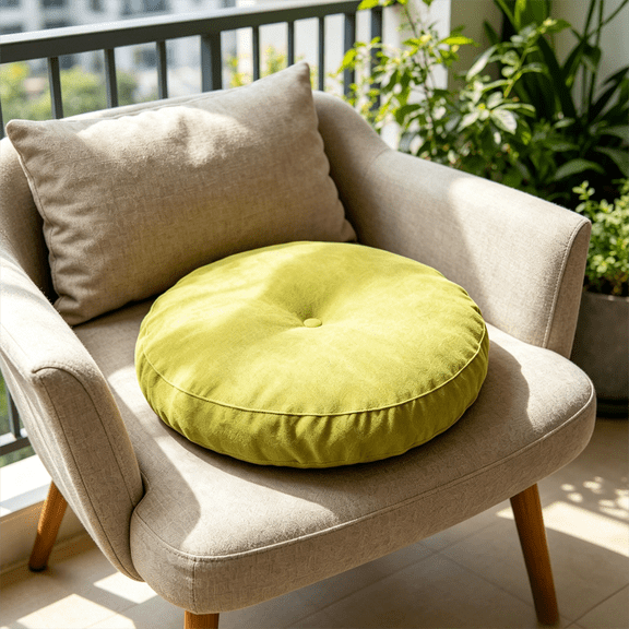 Thick Round Floor Cushion Pillow for Adults, Soft Memory Foam Sitting Pad for Meditation or Reading, Large Floor Pillows for Living Room or Bedroom