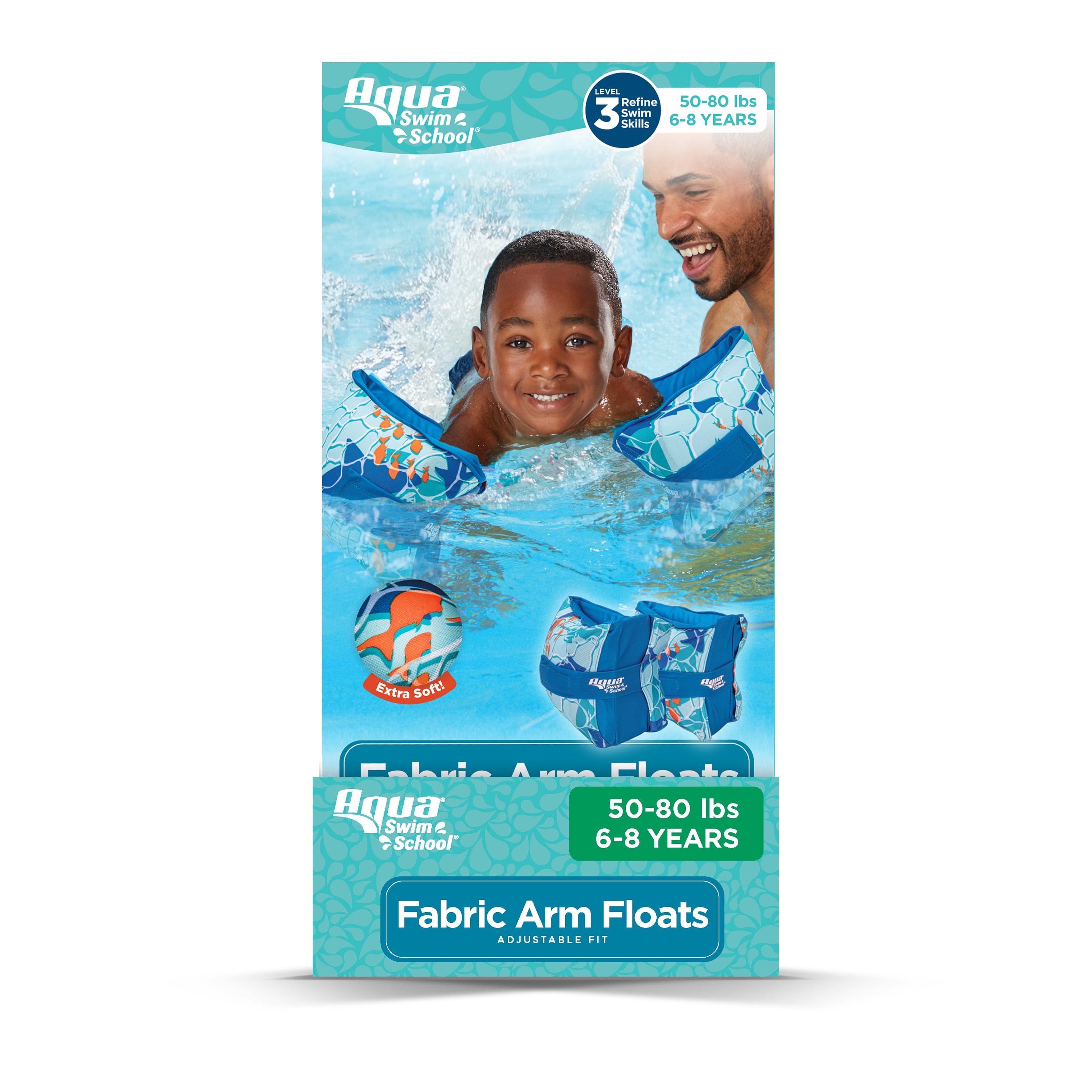 SwimSchool Adjustable Fabric Arm Pool Floats for Children 50-80 lb, Unisex, Blue