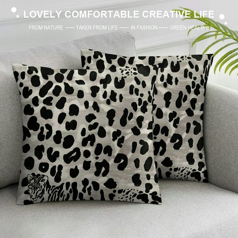 ARISTURING Throw Pillow Case Black Cheetah Snow Leopard Jaguar White Black Spot Pillow Cushion Cover Square Pillowcase Decorative Pillow Cover Home Decor Walmart