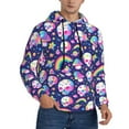 thumbnail image 2 of Pofeuu Skull mushroom rainbow space Print Mens Casual Hooded Collar Drawstring Hoodies Pullover Sweatshirts Casual Long Sleeve Shirts-Medium, 2 of 7