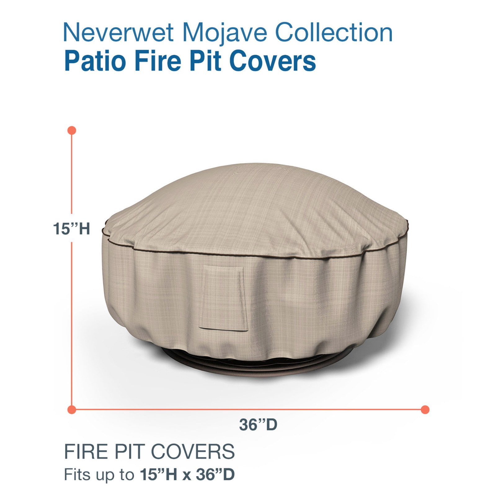 Budge 36"Dia. Black Ivory Patio Firepit Cover, StormBlock™ Mojave