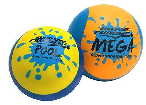 Lot of 2 WaveRunner #1 Mega Water Skipping Ball 3.5" Yellow New Free Shipping 