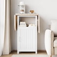 thumbnail image 5 of Ironing Board with Storage Cabinet, Folding Ironing Board with Extra Storage, Solid Wood Fold Down Ironing Station with Heat-Resistant Sponge for Small Spaces, Laundry Room (Antique White), 5 of 7