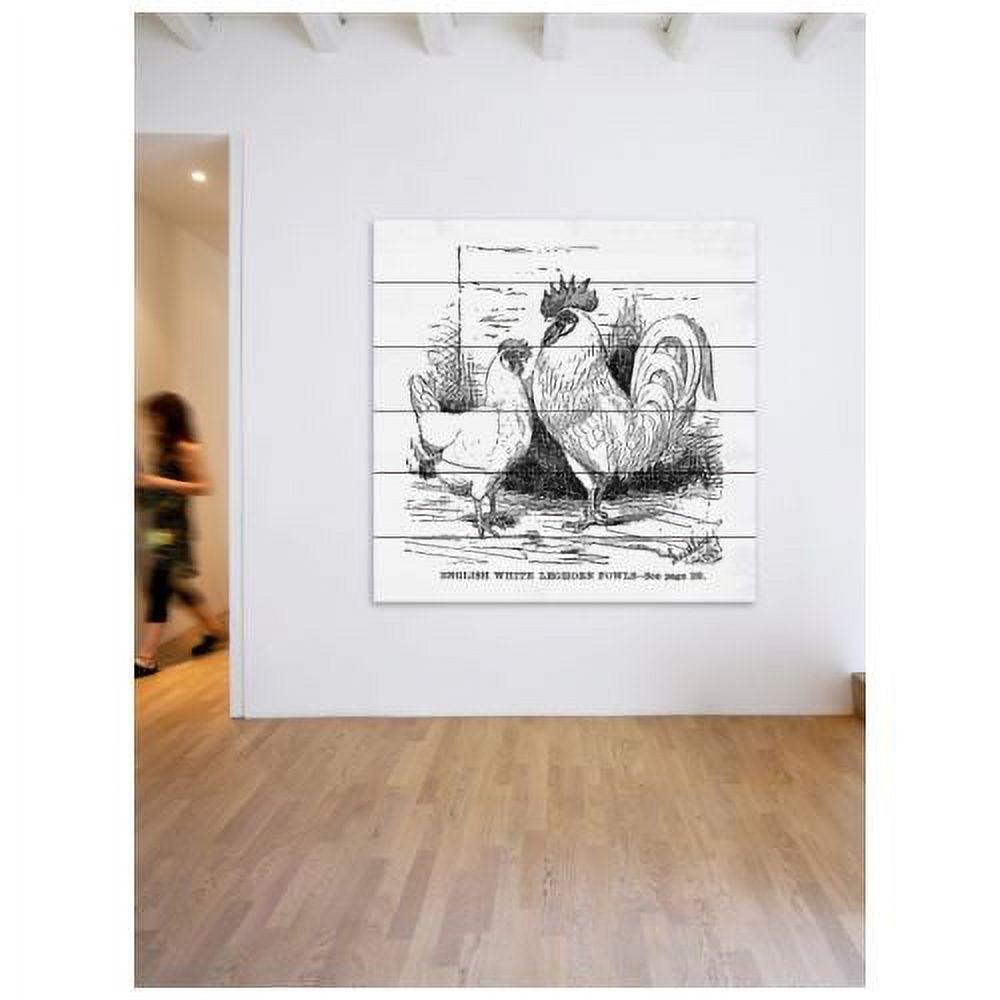 "White Leghorn" Painting Print on White Wood