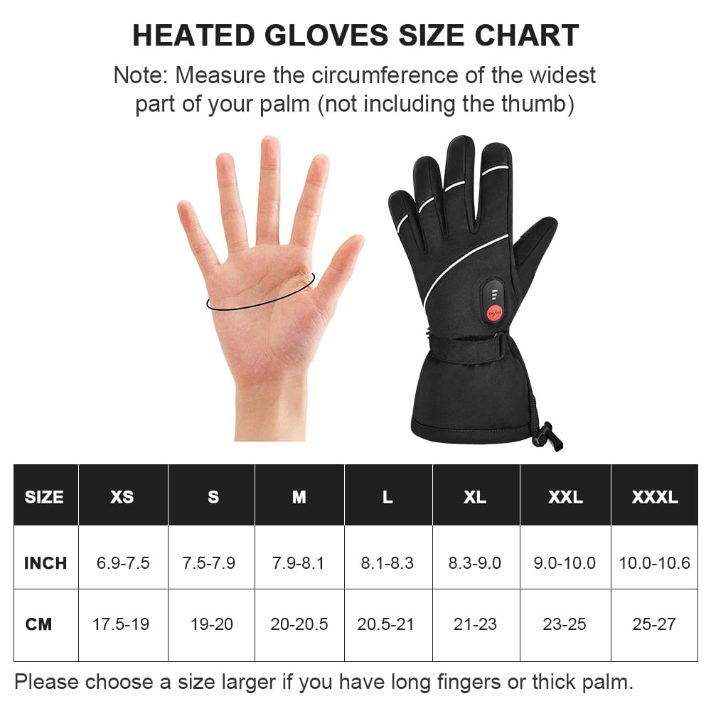 Savior Men and  Women Outdoor Ski Mittens Rechargeable Battery Heated Gloves Black XS-3XL