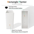 thumbnail image 3 of Vucunty Large Planter Box, Rectangle Planter, Outdoor Indoor Resin Planter, 25x21 Inch, Tall Garden Pot for Porch Patio, White, 3 of 6