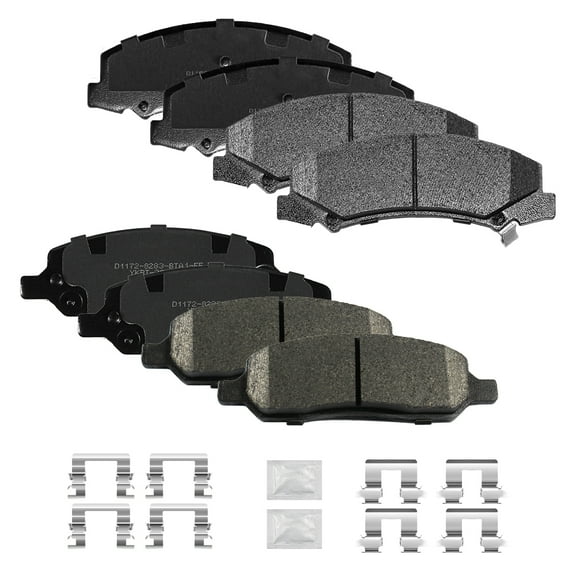 ACB ZONE Front & Rear Disc Ceramic Brake Pads Set w/Hardware Fit for 2006 2007 2008 2009 2010 2011 Buick Lucerne Cadillac DTS