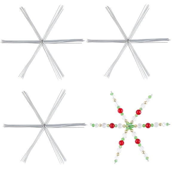 30Pcs Wire Snowflake Frame Snowflake Ornaments Bulk Iron Winter Decor Alloy Holiday Xmas Christmas Beaded Ornaments Wire