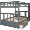 thumbnail image 4 of Bunk Bed with Storage Drawers, Wood Storage Bunk Bed Frame, Solid Wood bunks beds with Ladders and Two Storage Drawers, 4 of 7