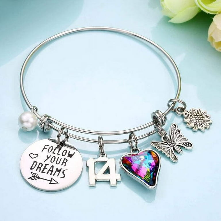LAVEIR Teen Girl Teenager Gifts 100 Languages I Love You Bracelet Birthday Easter Graduation Gifts