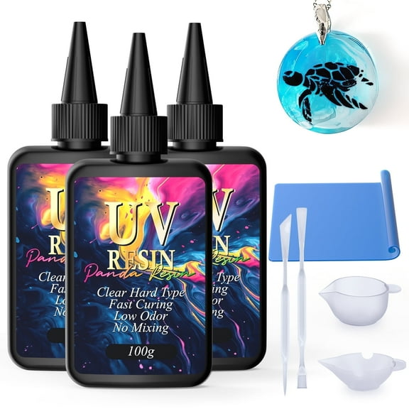 Panda Resin 300g UV Resin – Crystal Clear, Fast Curing, Hard UV Resin for DIY Crafts, Casting & Jewelry Making