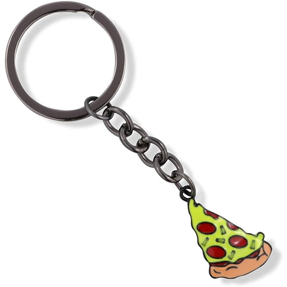 Emerald Park Jewelry Pizza Keychain | Pizza Enamel Coloured Charm Keychain (Medium, Silver, alloy)