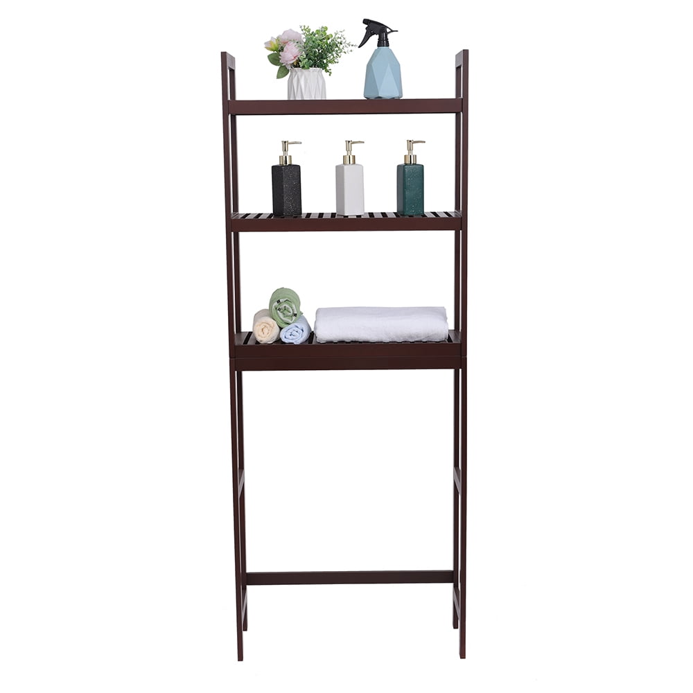Lowestbest 3-Shelf Bamboo Bathroom Shelves, Adjustable Toilet Shelves, Dark Brown Lowestbest 3-Shelf Bamboo Bathroom Shelves, Adjustable Toilet Shelves, Dark Brown
