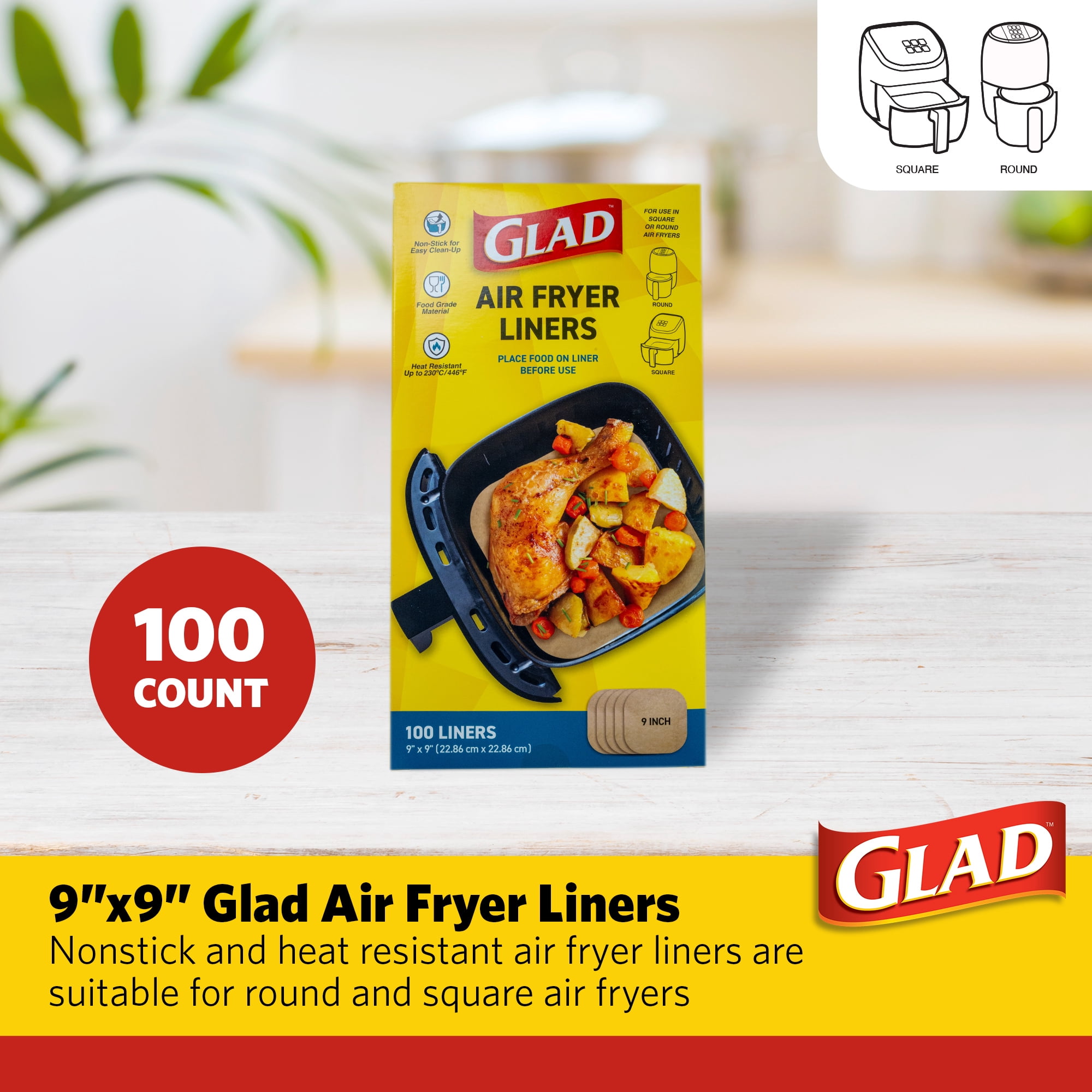 Glad Air Fryer Liner 9" x 9" 100 CT