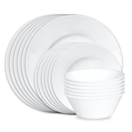 Corelle Dazzling White 18-Piece Wide Rim Dinnerware Set (Service for 6)