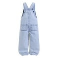 thumbnail image 3 of Gibobby Girls Jeans Denim Elastic Wasit Wide Leg Baggy Pants Kids Clothes Plus Size Teenage Girls Ripped Jeans(Light Blue,6-7 Years), 3 of 9