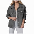 thumbnail image 4 of Towmus Casual Denim Jacket for Women Oversized Button Down Collared Long Sleeve Shirts Lightweight 2025 Fall Jackets, 4 of 9