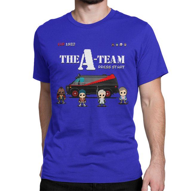 Camisetas de dibujos animados del equipo A para hombre y mujer, de algodón, informales, de cuello redondo y manga corta, de verano