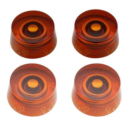 Musiclily Pro Inch Size Fine 24-Spline Guitar Knobs Tone Volume Speed Control Knobs for USA LP SG Style Electric Guitar, Amber (Set of 4)