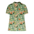 thumbnail image 4 of Linen Shirts for Women Floral Lightweight Short Sleeve Tunic Tshirts Cute Tops Business Work Casual Blouses, 4 of 4