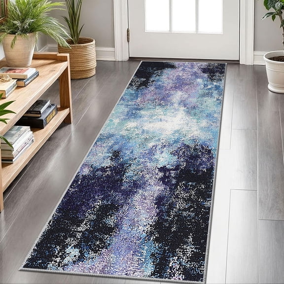 2x6 FT Kitchen Runner Rugs Non Skid Washable, Faux Wool Rug Runners for Hallways Bathroom Carpet Runner, Soft Indoor Modern Floor Rug for Entryway Laundry Room