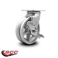 thumbnail image 2 of 6 Inch V Groove Semi Steel Swivel Caster with Ball Bearing and Brake SCC, 2 of 2