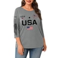 thumbnail image 2 of Trgacdwlo XL-5XL 1776-2026 250th Anniversary USA Shirts Letter Flag Print 3/4 Sleeve Shirts for Women Plus Size Independence Day Commemorative Women's 4th of July Shirts, 2 of 5