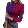 thumbnail image 2 of ASDFVBKG Women's Mock Turtleneck Long Sleeve T-Shirts Comfortable Base Layer Shirts Retro Floral Pattern Tunic Trendy Undershirt Casual Slim Fit Business Outfits Clothes Deep Red XL, 2 of 5
