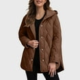thumbnail image 2 of larppty Long Jackets for Women Fashion 2025 Winter Coat for Women Business Casual Diamond Quilted Hooded Lightweight Jackets (Brown, XXL), 2 of 5