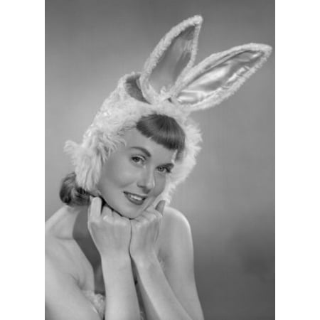 Pin-up girl wearing bunny costume Poster Print