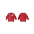 thumbnail image 2 of BemeyourBBs Toddler Baby Boy Girl Valentine Outfit Jesus Love Me Sweatshirt Fall Winter Spring Baby Christening Clothes Long Sleeve Plaid Lapel Quarter Zip Pullover Letter Heart Embroidery Tops, 2 of 9