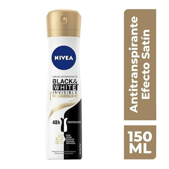 Antitranspirante NIVEA Black & White invisible black & white efecto satín spray 150 ml