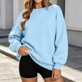 thumbnail image 5 of Women's Fashion Oversized Plain Sweatshirt Soft Fleece Lined Crew Neck Long Sleeve Loose Pullover Casual Fall Winter Daily Outfits Sky Blue, 5 of 8