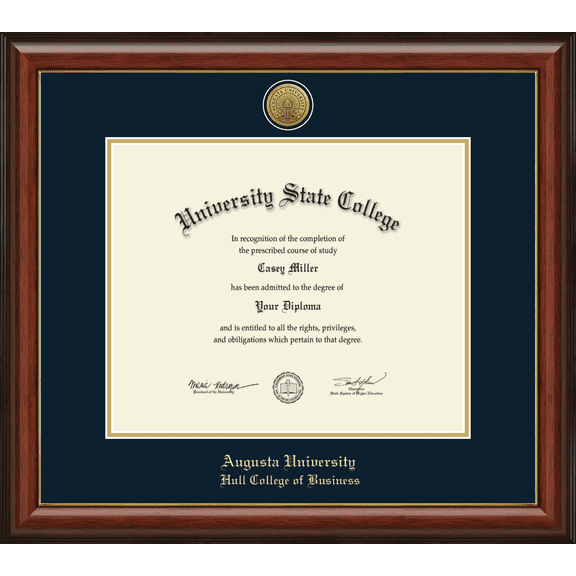 Augusta University Hull College of Business Diploma Frame, Document Size 17" x 14"