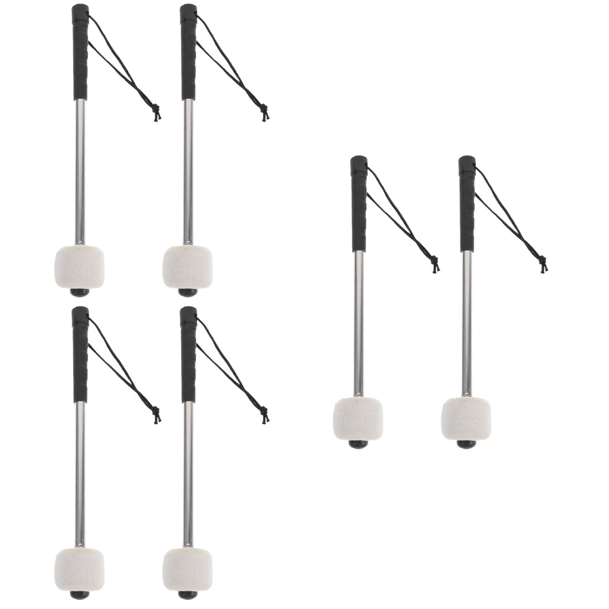 Worgeous 6 pcs  Felt Bass Drum Mallets Wool Felt Mallets Sticks with Stainless Steel Handle Instrument Percussion Mallets