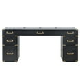 thumbnail image 5 of 70"Classic And Traditional Executive Desk With Metal Edge Trim ,Writing Desk With 2 File Drawers,Usb Ports And Outlets,Desk With Hidden Compartment For Living Room,Home Office,Study Room,Black, 5 of 9