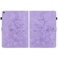 thumbnail image 4 of Case for Samsung Galaxy Tab A 10.1 2019 SM-T515/SM-T510, Flower Pattern PU Leather Multi-Angle Viewing Stand Shockproof Flip Case with Card Slot, Magnetic Clasp, Pencil Slot, Purple, 4 of 11