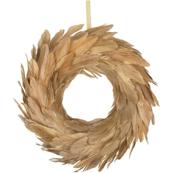 Northlight Artificial Feather Wreath - 14" - Gold