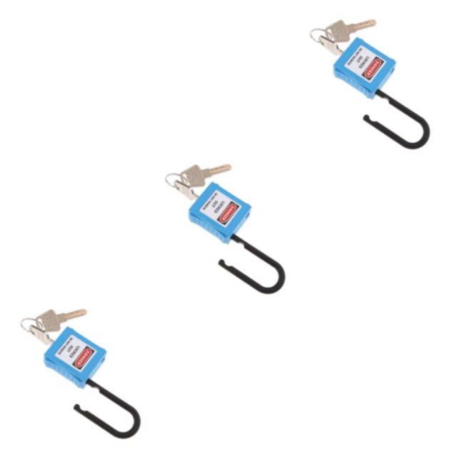 mmirethe Durable 38 mm PVC Curved Safety Lockout Padlock Ensuring Security Blue 90x40x19 mm 3Set