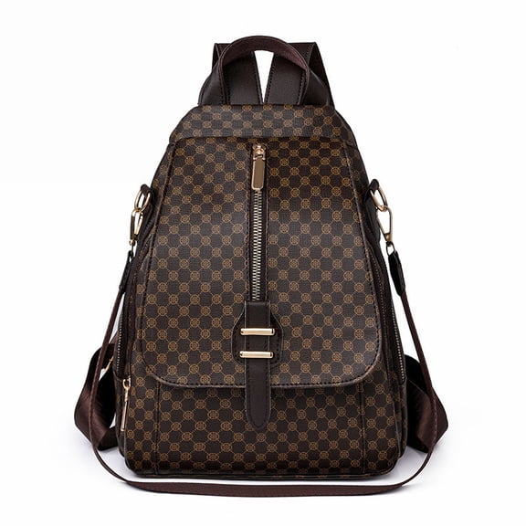 PRIYAL PU Casual Backpack,Men Women Casual Leather Laptop Backpack，Daily Commuter Leather Backpack，Work Bag