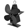 thumbnail image 3 of Ventilador para hogar de 4 aspas con termómetro, estufa de leña para interiores, ventilador accionado por calor para distribución de calor, color negro, 3 of 14