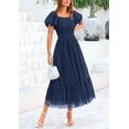 thumbnail image 5 of PRETTYGARDEN Women's Smocked Tulle Midi Dress Summer Square Neck Puffy Short Sleeve Ruffle Wedding Guest Party Dresses, 5 of 10