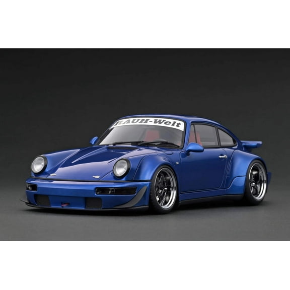 Ignition-Model Porsche 911 964 RWB w/ Whale Tail, Blue Metallic w/ Black Work Wheels 1:18