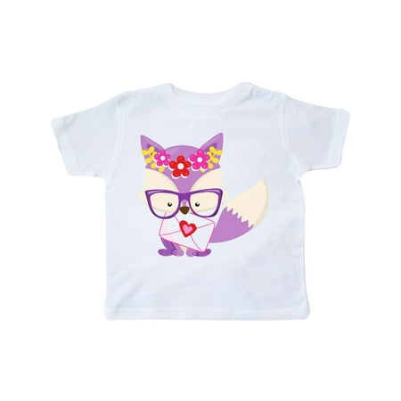 

Inktastic Valentine s Day Fox Fox With Glasses Flowers Gift Toddler Boy or Toddler Girl T-Shirt