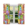 thumbnail image 2 of MYPOP Cartoon Monsters Window Curtain Kitchen Curtain 26x39 inches (Two Piece), 2 of 3