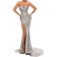 thumbnail image 1 of Women's Mermaid Evening Dress With Slit Sequins Prom Gown, 1 of 7