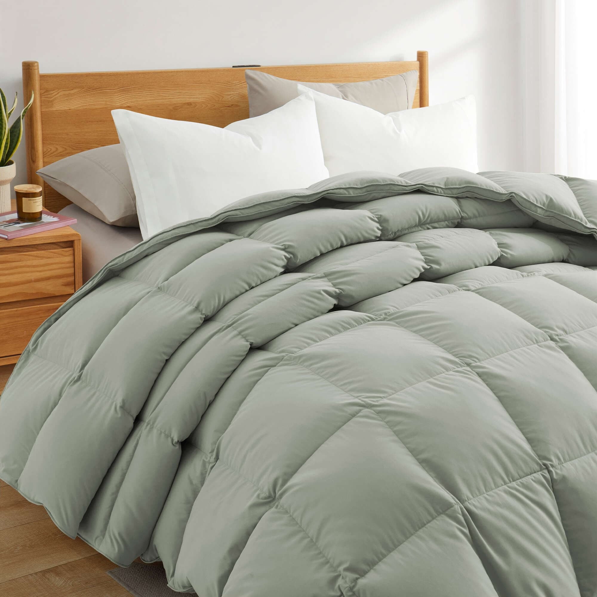 Peace Nest All Season & Lightweight Ultra Soft 360 TC White Goose Down Duvet Comforter Twin - All-Season Sage Green