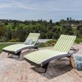 thumbnail image 5 of GDF Studio Savana Outdoor Water Resistant Chaise Lounge Cushions, Set of 2, Green and White Stripe, 5 of 11